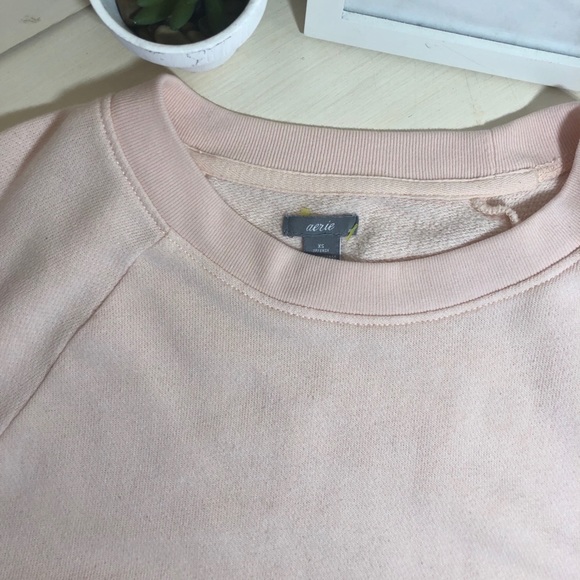 Aerie Pink Balloon Sleeve Crew Neck Sweater - Picture 2 of 6